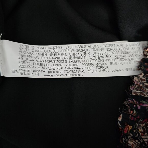 ZARA New Paisley Floral Print Metallic Boho Tiered Full Black Midi Skirt - Picture 10 of 13